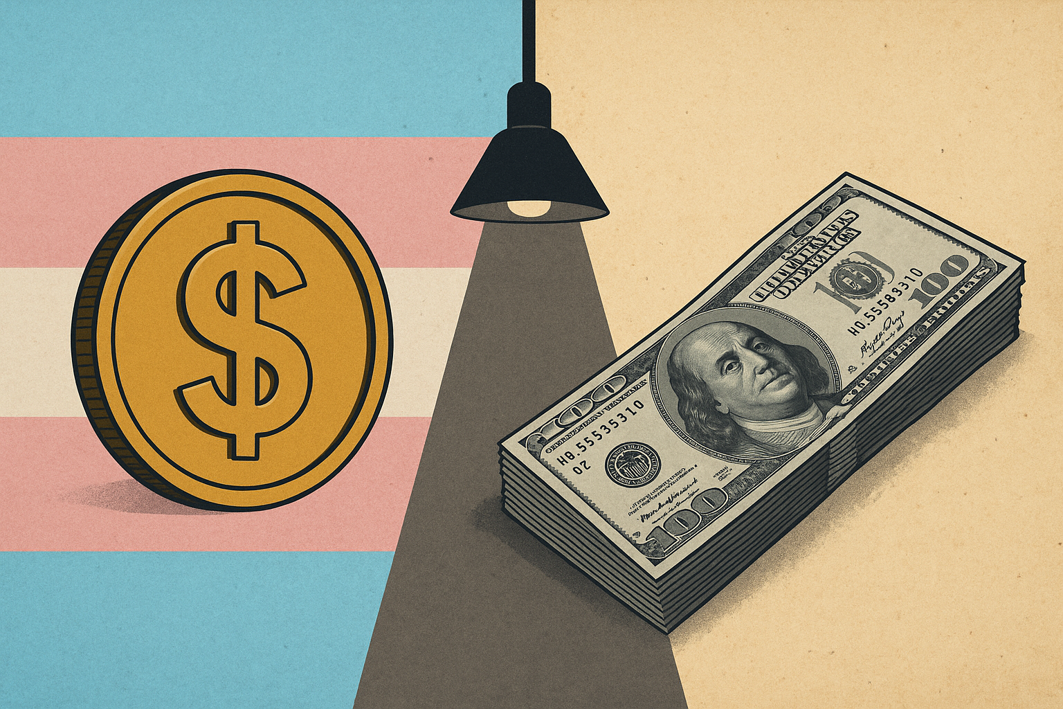 Follow the Money: The Financial Influences Behind Gender Care Split image of a dollar coin and medical paperwork, representing the financial incentives influencing gender dysphoria diagnosis and treatment